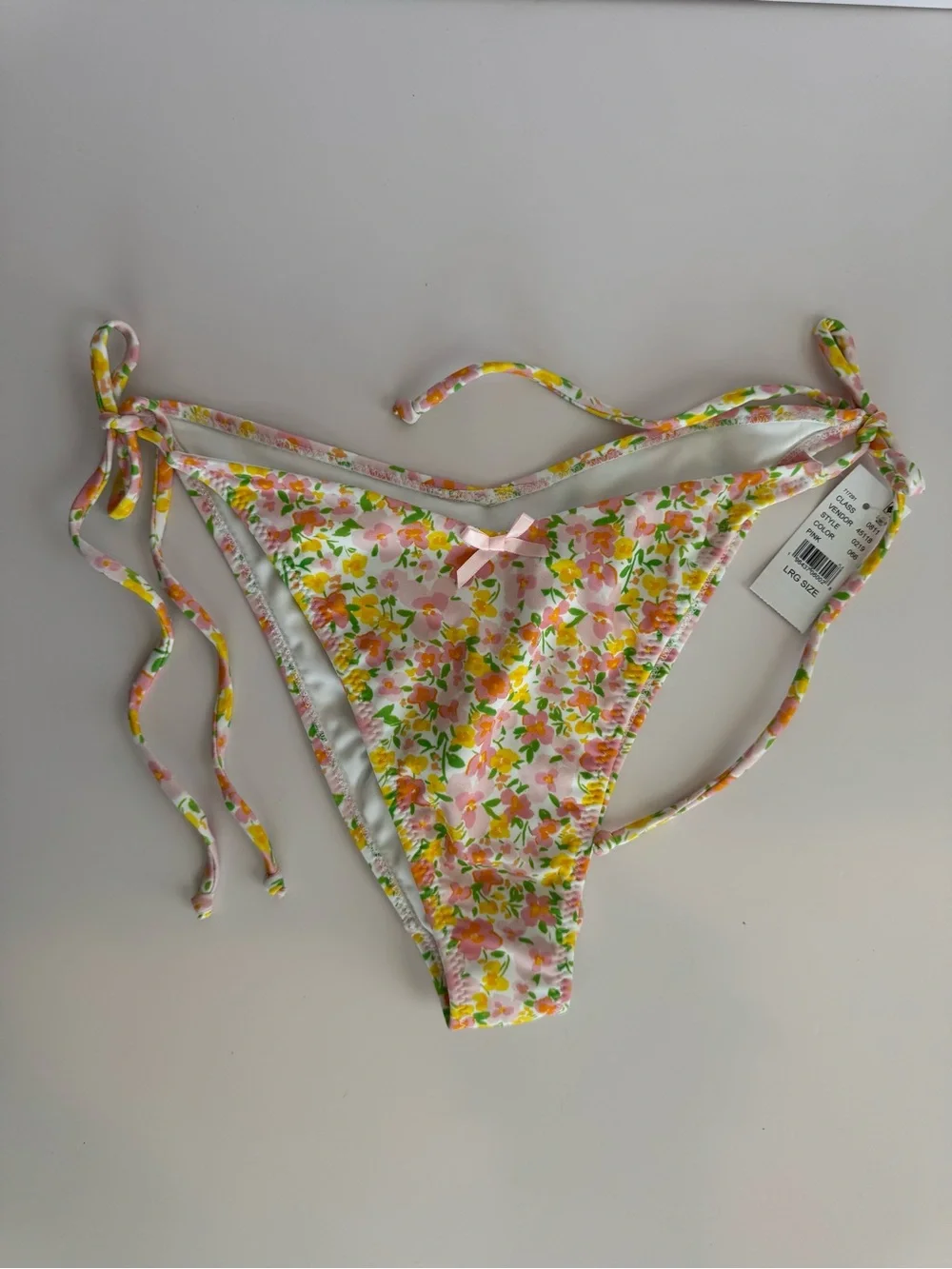 PacSun Pink Floral Tie Side Bikini Bottom Women’s Large NWT
